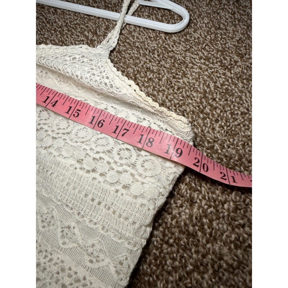 Mossimo Crochet‎ Lined Lace Cami Tank Top XL TG Cream Boho Cowgirl Indie Y2K - Picture 7 of 10